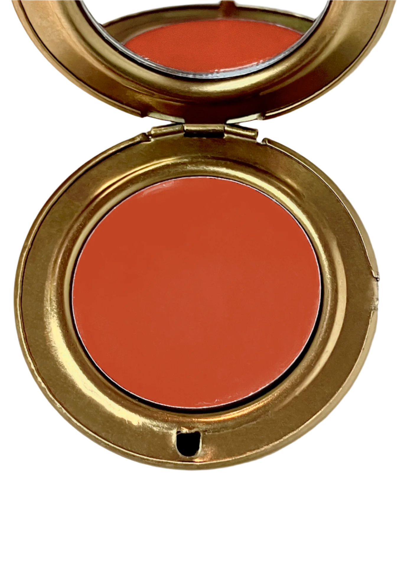 Peach cream blush in shade "Gioia Mia" handcrafted by Velvet Cosmetics, retro compact, silky buildable coverage