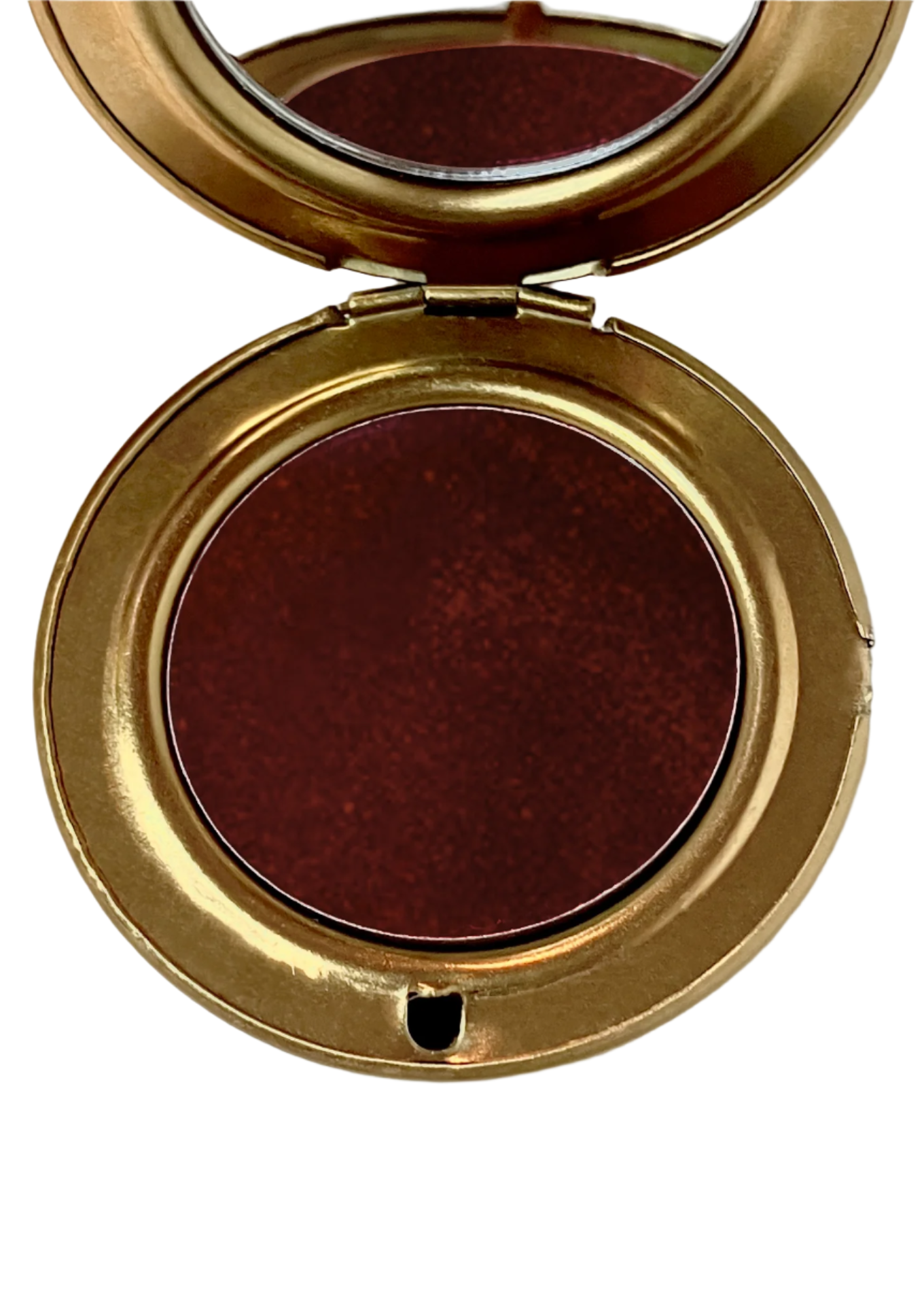 Wine cream blush with subtle shimmer in shade "Sealed with a Kiss" handcrafted by Velvet Cosmetics in retro packaging