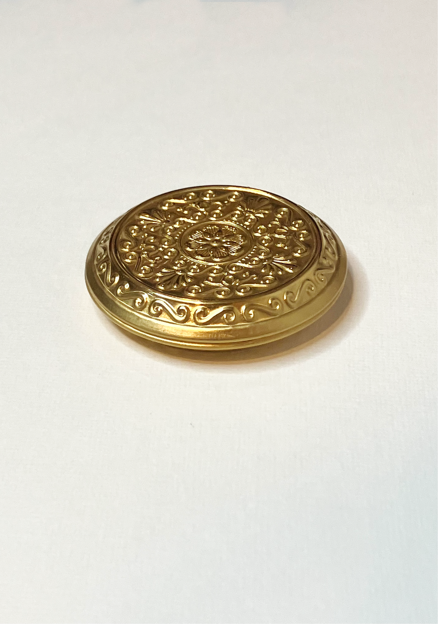 Velvet Cosmetics handcrafted cream blush in vintage inspired gold aluminum compact with mirror, creme rouge collection