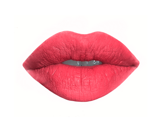 Bright pink satin lipstick swatch in shade "I am Glamorous" by Velvet Cosmetics