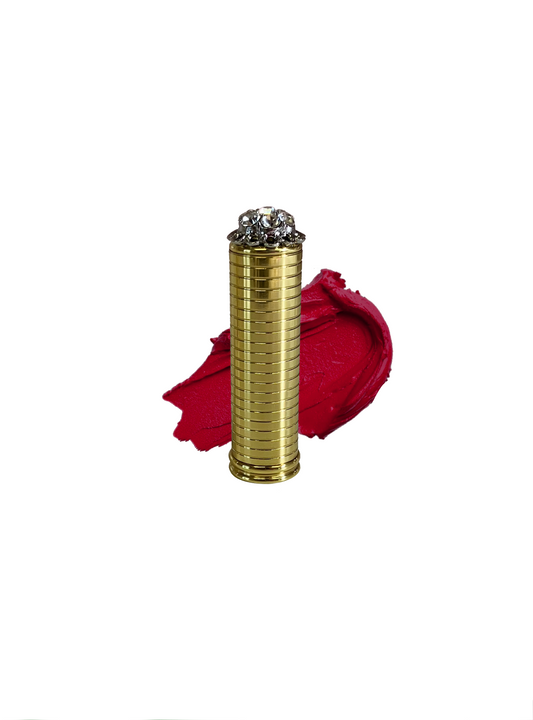 Vintage brass lipstick tube 'Marilyn Prefers Pink' by Velvet Cosmetics, berry shade inspired by Marilyn Monroe's Bachelors Carnation