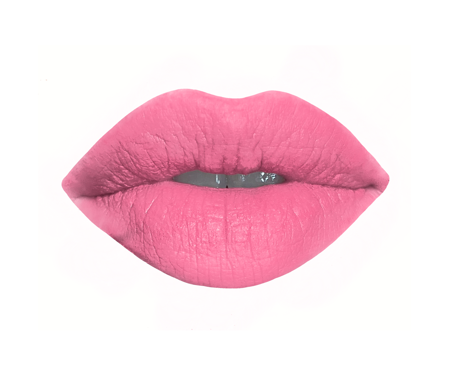Barbie inspired pink lipstick swatch in the shade "The Doll", handcrafted by Velvet Cosmetics with a satin finish