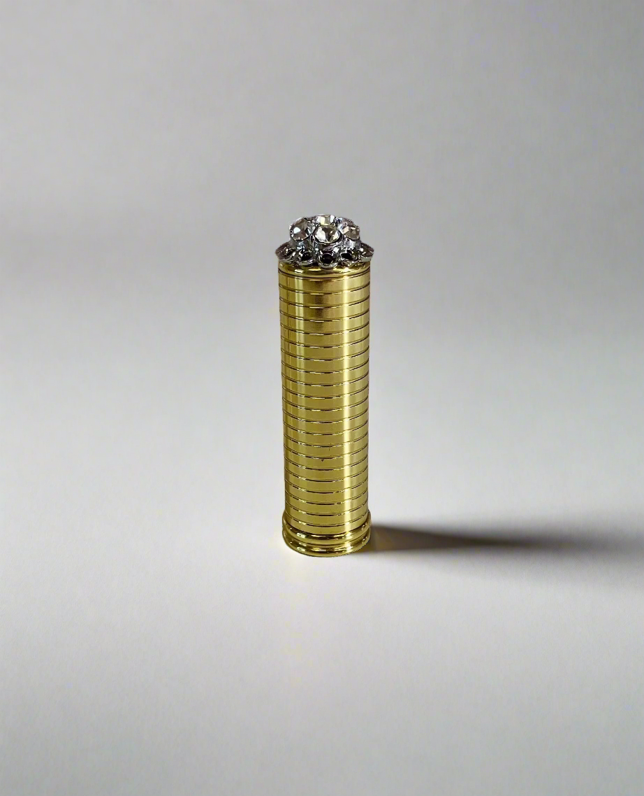 Vintage Inspired Luxury Brass lipstick tube by Velvet Cosmetics. Authentic vintage lipstick replica