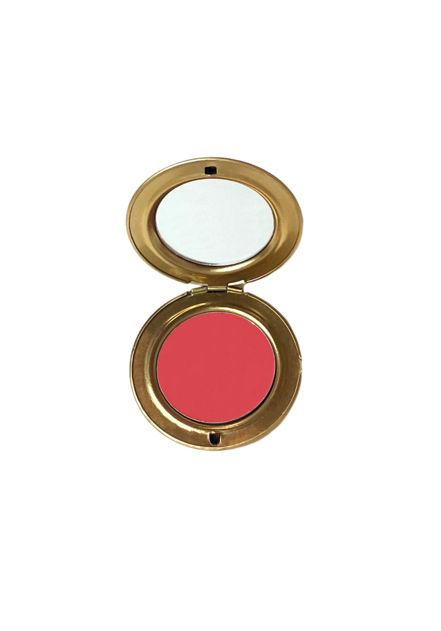 Retro blush compact with mirror in shade "Bisou", a pink cream blush by Velvet Cosmetics