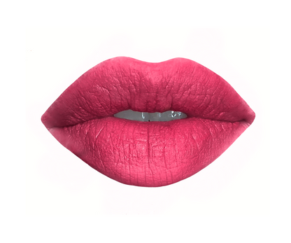 Hot pink satin lipstick swatch in shade "O So Pink" by Velvet Cosmetics. Replicated from Jackie O's favorite lipstick shade.