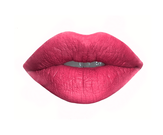 Hot pink satin lipstick swatch in shade "O So Pink" by Velvet Cosmetics. Replicated from Jackie O's favorite lipstick shade.
