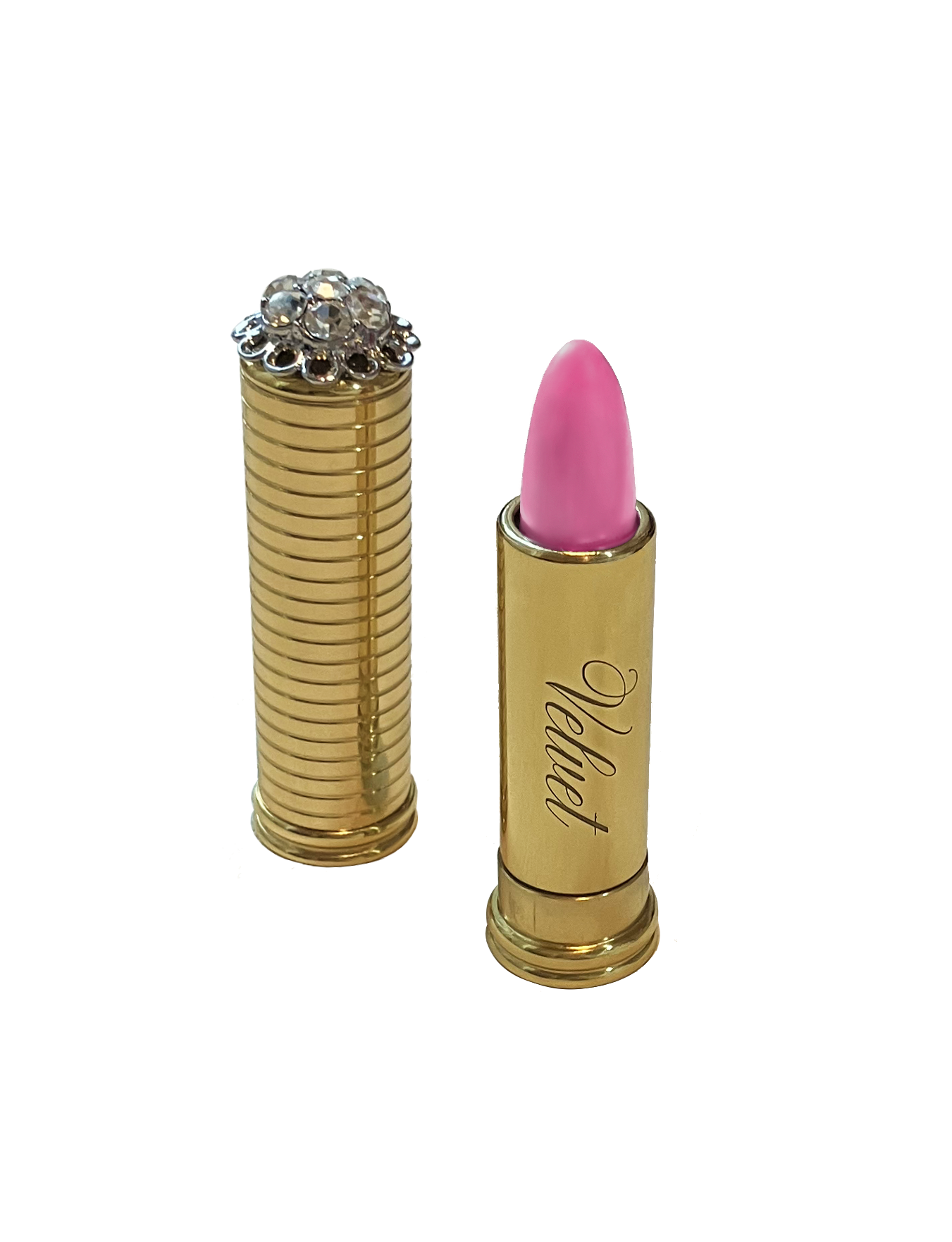 Vintage brass lipstick, Barbie inspired pink satin lipstick by Velvet Cosmetics